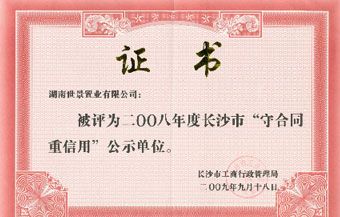 2008年守合同重信用公示单位